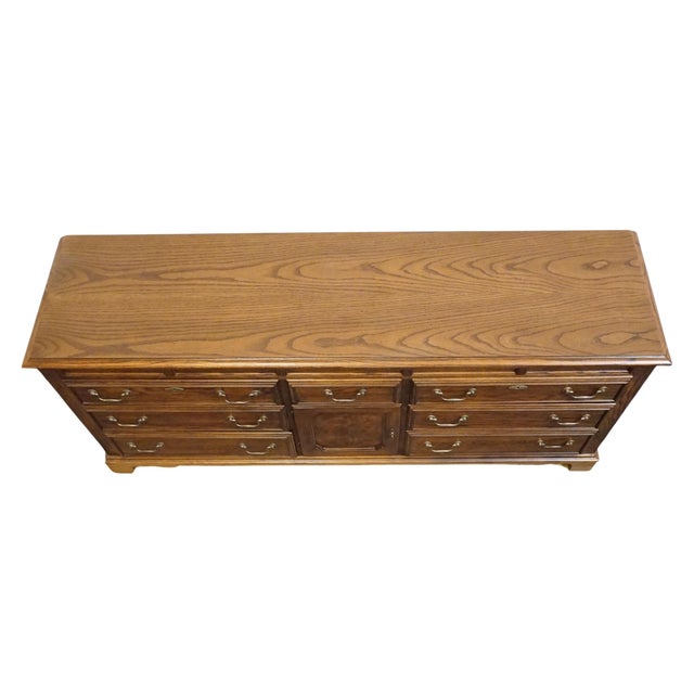 Bassett Furniture Solid Walnut Early American 72" Triple Door Dresser 260-2060-247 For Sale - Image 11 of 15