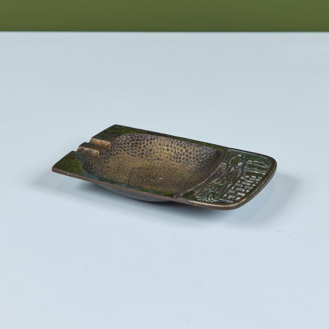 Pal-Bell Rectangular Cast Bronze Ashtray For Sale - Image 11 of 12