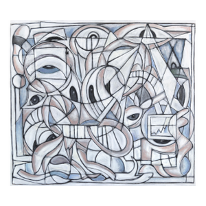 Happiest Place on Earth - Large Monochrome Contemporary Abstract Painting Original Artwork by Harrison Gilman
