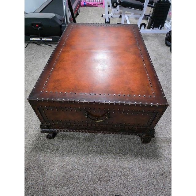 Wood Ralph Lauren Vintage Trunk-Style Leather Chest For Sale - Image 7 of 12