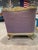 Lavender Silk Sofa Chair With Ornate Wood Frame and Pillow For Sale - Image 4 of 12