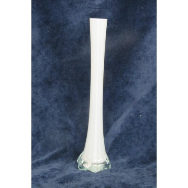 Eiffel Tower Vase White Glass With Slim Tapered Neck and Clear Footed Base 4828b For Sale - Image 13 of 18