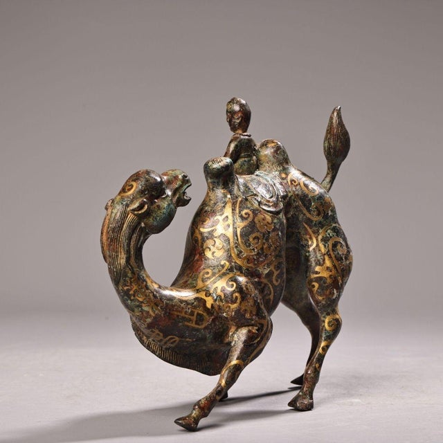Late 19th Century Late 19th Century Gilt Bronze Camel With Rider Figurine, Detailed Engravings For Sale - Image 5 of 9
