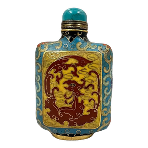 Mid 20th Century Chinese Cloisonne Snuff Bottle With Scoop