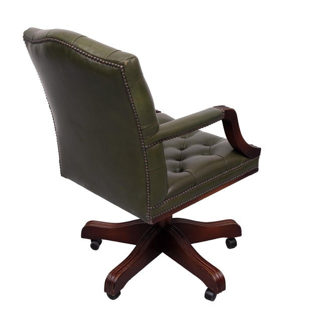 Chesterfield Green Tufted Leather Desk Chair from Wade, England, 1960s For Sale - Image 6 of 15