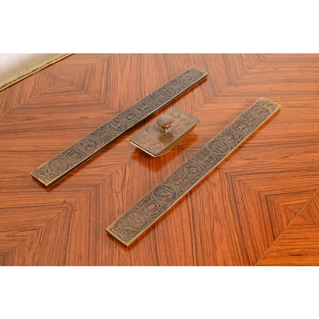 Tiffany Studios New York "Zodiac" Bronze Rocker Blotter and Blotter Ends, Circa 1910 For Sale - Image 13 of 13