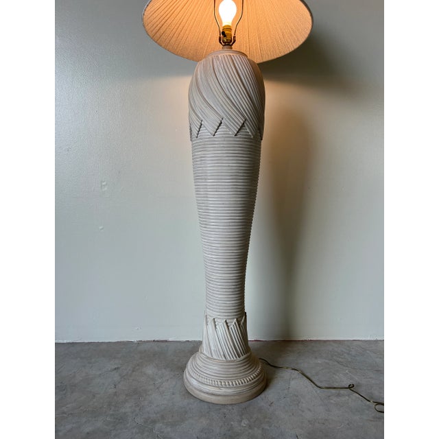 1980's Vintage Sculptural Faux Pencil Reed Plaster Floor Lamp For Sale - Image 12 of 12