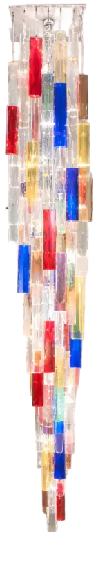 Multicolor Square Bark Murano Glass Cascade by Simoeng