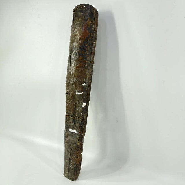 African Early 20th Century Marka/Bamana Embossed Metal Mask Mali For Sale - Image 3 of 8