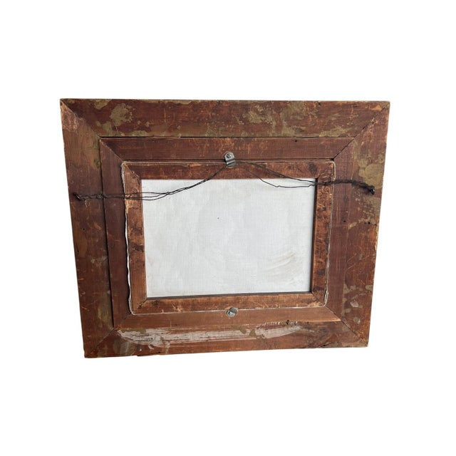 Brass Antique Barnyard Oil on Canvas Painting With Sheep in Giltwood Frame For Sale - Image 8 of 8