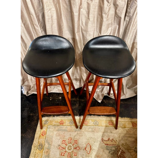 Mid 20th Century Erik Buch for Oddense Maskinsnedkeri o.d. Mobler Danish Teak Barstools For Sale - Image 5 of 5
