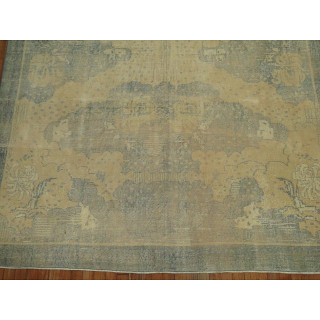 One-of-a-kind shabby chic mid-20th century Turkish deco pictorial rug. 6'6'' x 10'3''