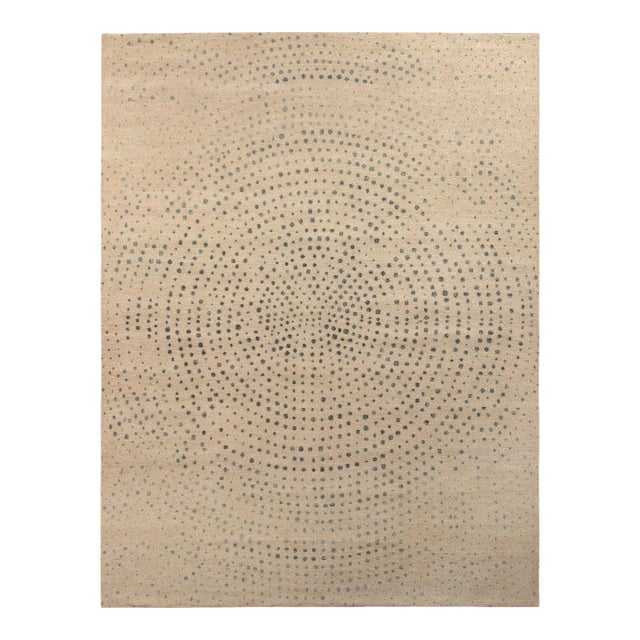 Rug & Kilim’s Oversized Spotted Circles Rug in Cream and Blue, 14x20 For Sale