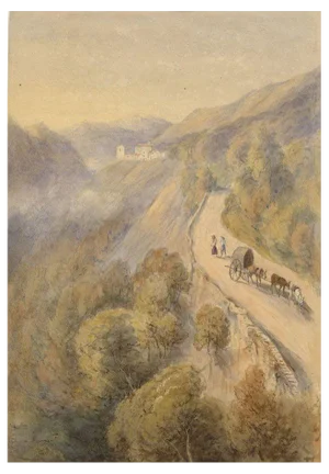 G.W., Royal Road, Salinas de Léniz, Spain, 1840, Watercolour Painting