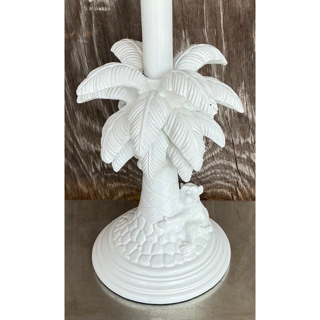 Vintage Regency Monkey Candlestick Lamps - A Pair For Sale - Image 10 of 12