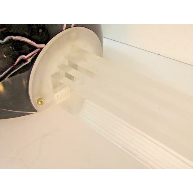 Metal Pair of Vintage Peterson Ceramic Studios Art Deco Porcelain Lucite Wall Sconces For Sale - Image 7 of 10