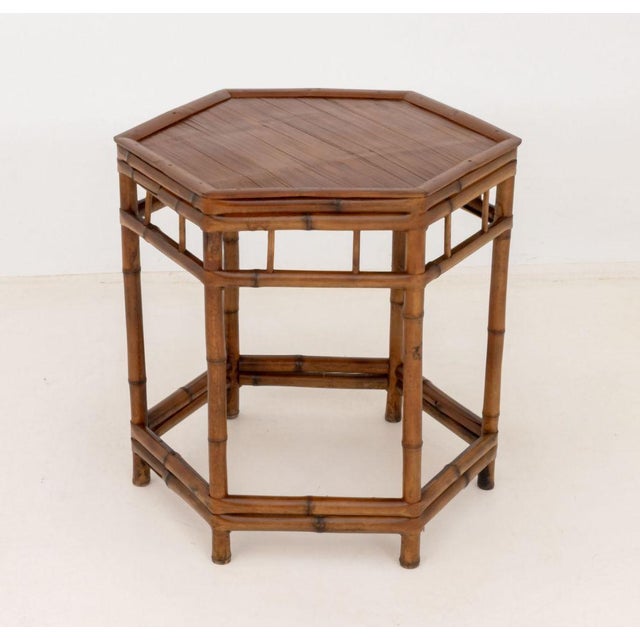Bamboo Hexagonal Occasional Table. 23.25" H x 24" W x 21.25" D. Provenance: From a Long Island, New York Estate.