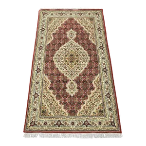 Tabriz Mahi Rug 2'10'' X 5'2'' Red Wool Traditional Hand-Knotted Carpet