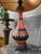 Metal Large Antique Porcelain Lamp in Orange with Art Deco Shade For Sale - Image 7 of 14