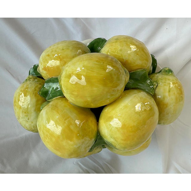 Yellow 1970's Italian Majolica Trompe l'Oeil Lemon Basket For Sale - Image 8 of 8