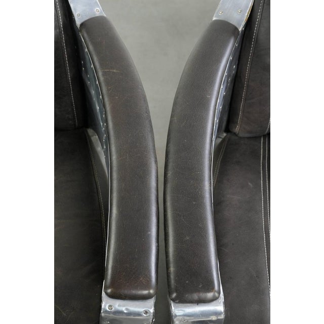 Industrial Black Cowhide Aviator Chairs, Set of 2 For Sale - Image 9 of 17