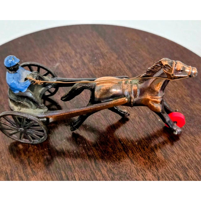 Brass Ethan Allen Reproduction "Verb" Framed Print & Vintage Cast Iron Horse and Carriage Toy – Collector’s Set For Sale - Image 8 of 10