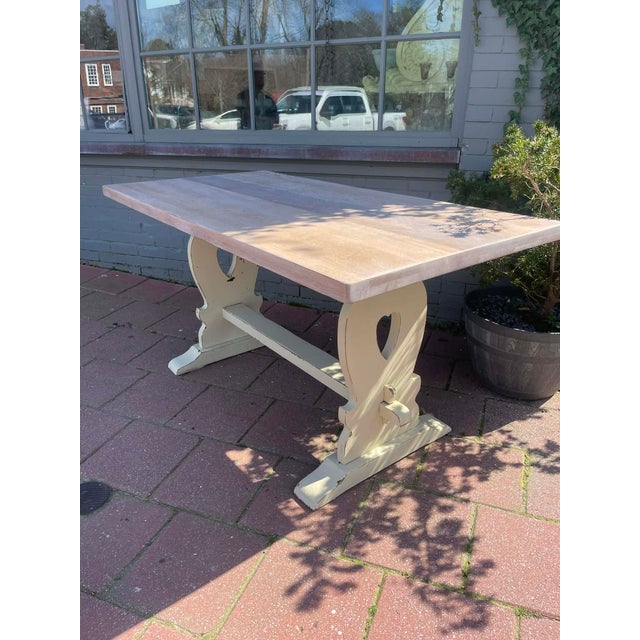 Antique English Solid Oak Kitchen Table 1900 For Sale - Image 9 of 15