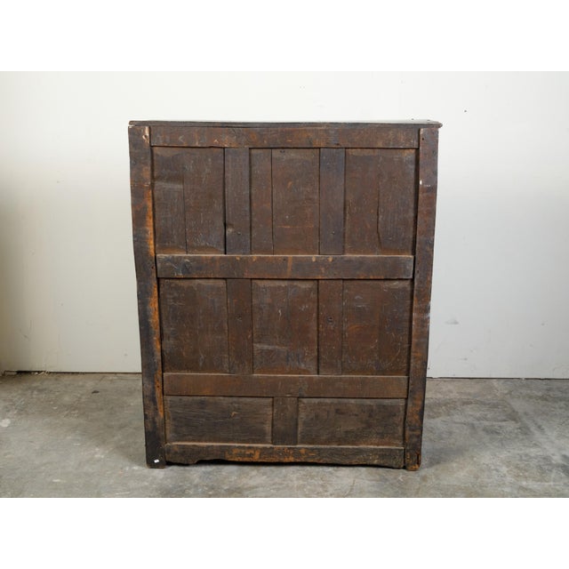 English 1800s Wooden Court Cupboard with Doors, Drawers and Diamond Motifs For Sale - Image 9 of 12