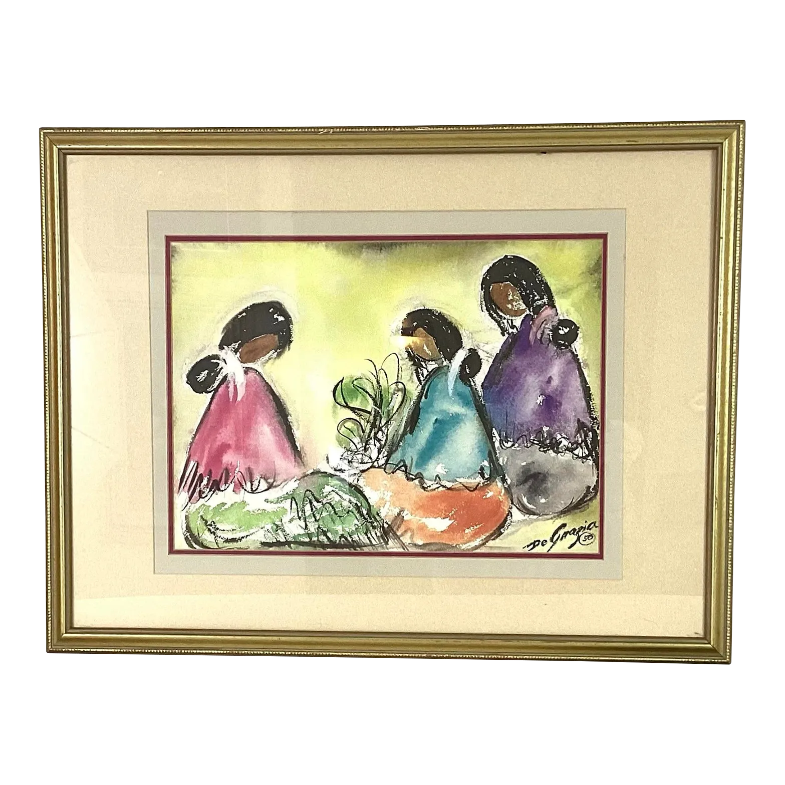 F. NERI 水彩画 Grazia della Folla ted-de-grazia-three-seated-