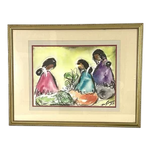 Ted De Grazia -“three Seated Women”-#50 -Lithograph