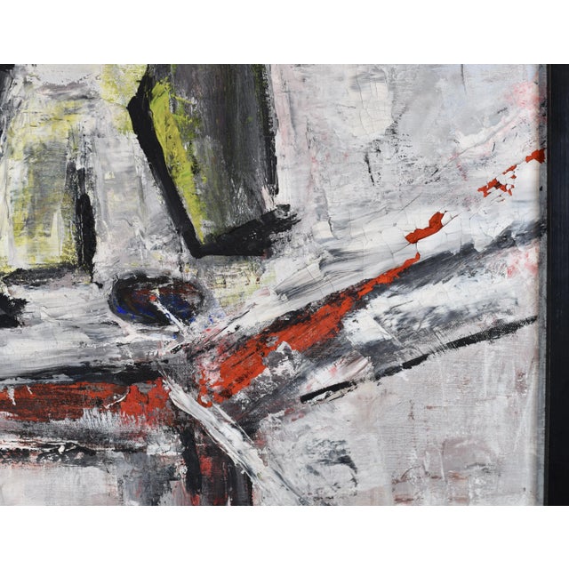 Gray Mid Century Modernist Oil Painting Cocktail Tablescape Painting 1968 For Sale - Image 8 of 13