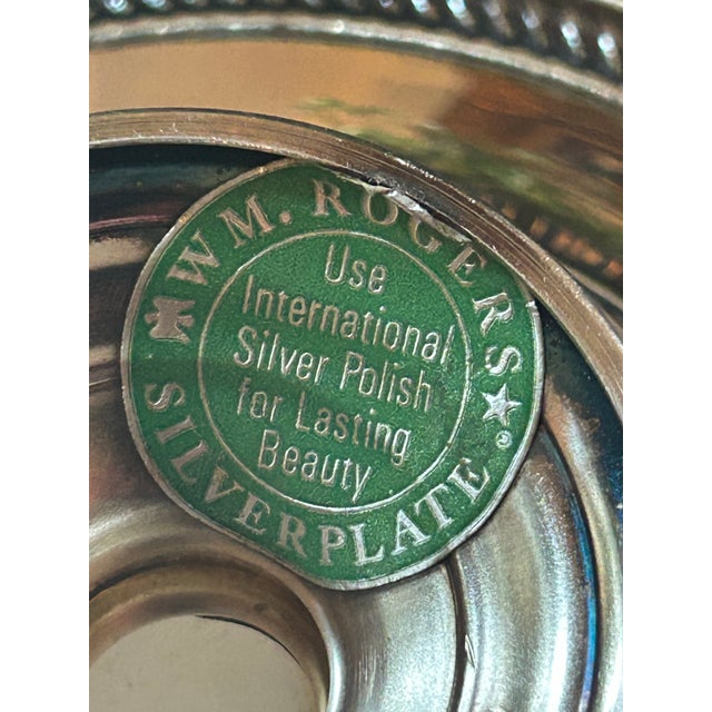 Vintage Wm Rogers Silver Plate Pedestal Dish With Gadroon Trim For Sale - Image 10 of 10