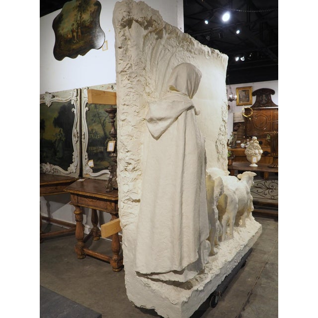 1910s Rare Large Scale Pastoral Plaster Sculpture From Loriol-Du-Comtat, France, 1914 For Sale - Image 5 of 12