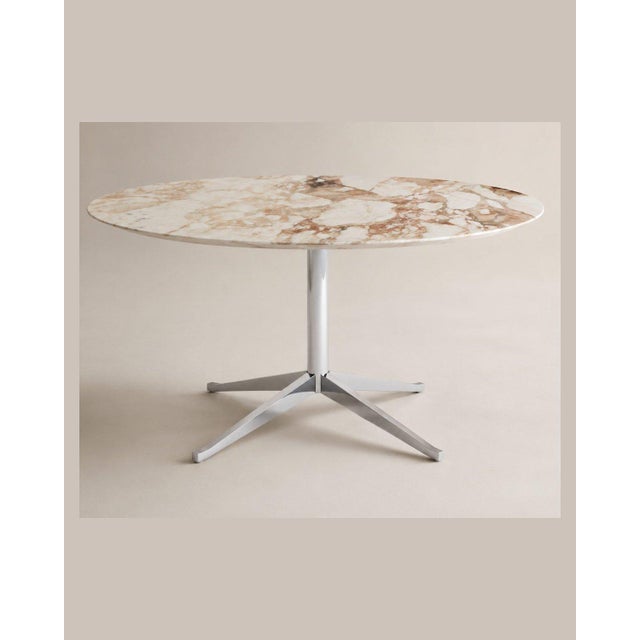 1980s Round Table in Calacatta Marble and Chromed Steel by Florence Knoll for Knoll International, 1980 For Sale - Image 5 of 5