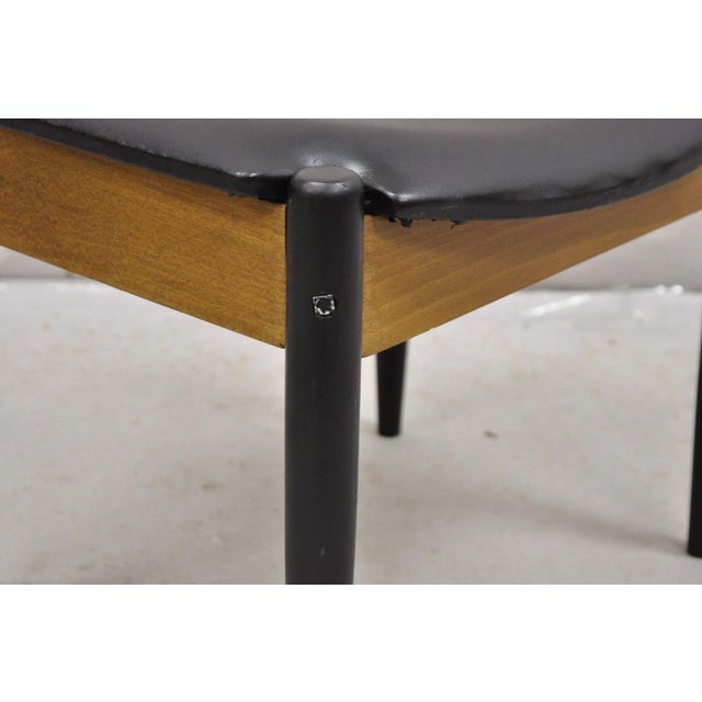 Black Norco Mid Century Modern Sculpted Footstool Ottoman Tapered Leg Black Vinyl Seat For Sale - Image 8 of 11