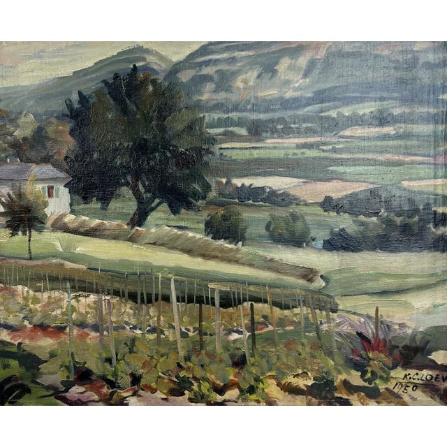 Kurt Conrad Loew, View of the Geneva Countryside and the Salève from Vegetable Garden, 1950, Oil on Canvas For Sale - Image 13 of 13