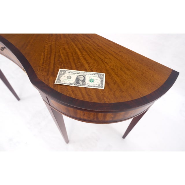 Brown Satinwood Very Fine Inlayed Serpentine Front One Drawer Console Sofa Table MINT! For Sale - Image 8 of 16