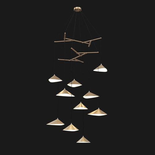 Contemporary Emily V10 Vertical Chandelier in Steel with Dark Bronze Finish by Moss Objects For Sale - Image 3 of 10