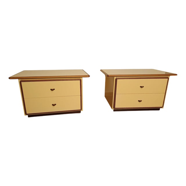 Vintage Lacquered Bedside Tables, 1980s, Set of 2 For Sale