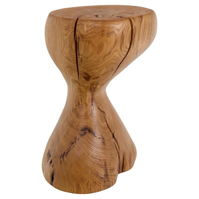 Oak Wood Sculptural Side Table by Logniture For Sale - Image 13 of 13