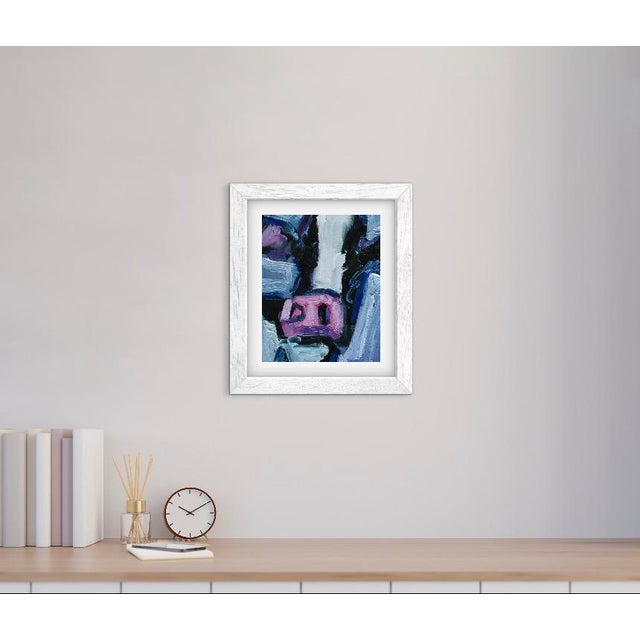 Contemporary Modern Oil Painting Abstract Cow For Sale - Image 3 of 5