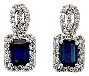 Natural Sapphire Diamond Earrings 14k W Gold 2.84 TCW Certified