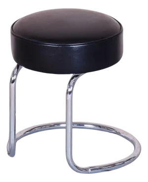 Bauhaus Stool in Chrome-Plated Steel and Leather, 1950s