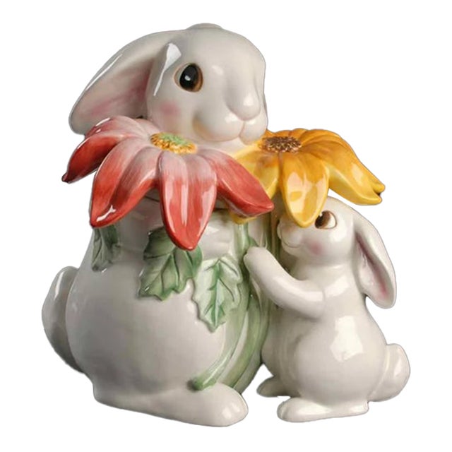 Vintage Fitz & Floyd Rare 'Bunny Blooms' Spring Easter Cookie Jar For Sale