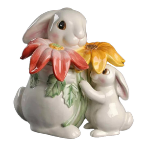 Vintage MCM Fitz & Floyd Rare 'Bunny Blooms' Spring Easter Cookie Jar