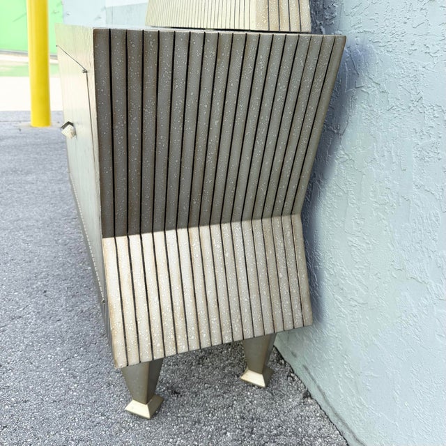 Early 21st Century Vintage Memphis Style Sculpted Credenza With Mirror - 2 Pieces For Sale - Image 5 of 12