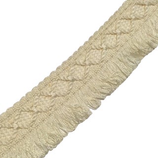 1980s Off-White Colored Braid Trim With Loop Fringe - Italy (T-144/E-143) For Sale