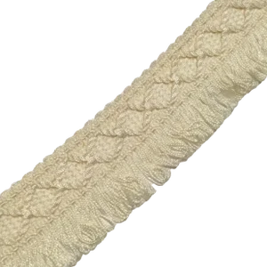 1980s Off-White Colored Braid Trim With Loop Fringe - Italy (T-144/E-143)