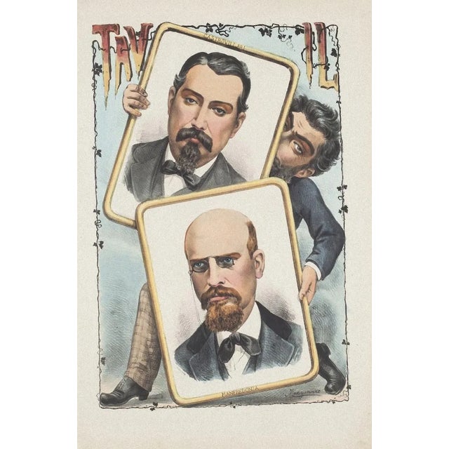 Left Deputies - Original Lithograph by Antonio Manganaro - 1870s 1870s For Sale