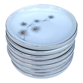 Platinum Starburst China Midcentury Coasters Set of 8 For Sale